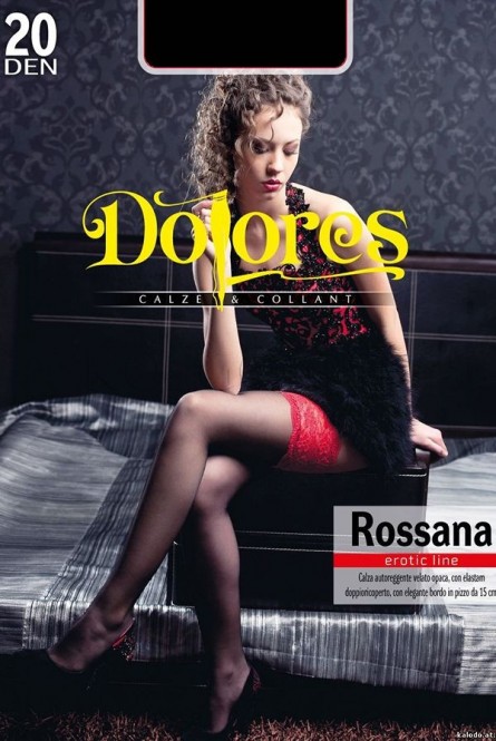 Женские чулки с широкой красной коронкой оптом DOLORES Rossana 20