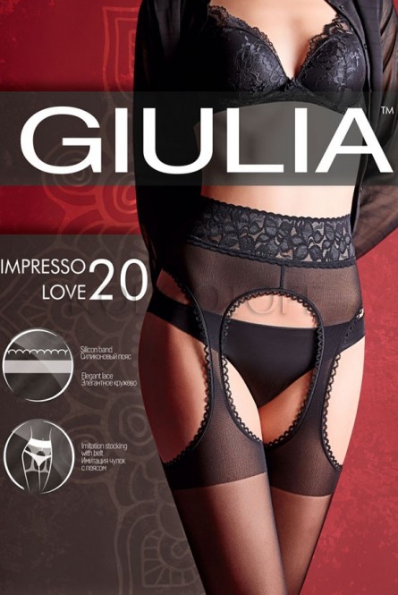 Колготки с имитацией чулок оптом GIULIA Impresso Love 20