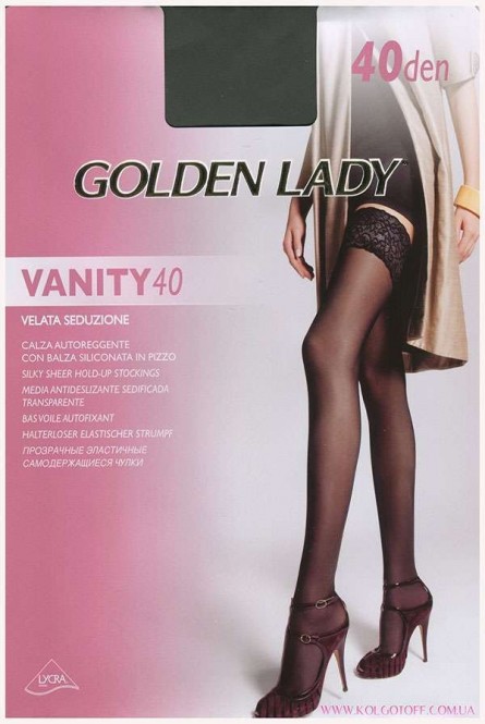Чулки с ажурной резинкой на силиконовой основе GOLDEN LADY Vanity 40
