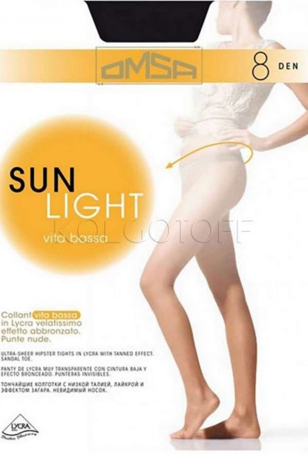 Ультратонкие колготки с низкой талией оптом OMSA Sun Light 8 vita bassa