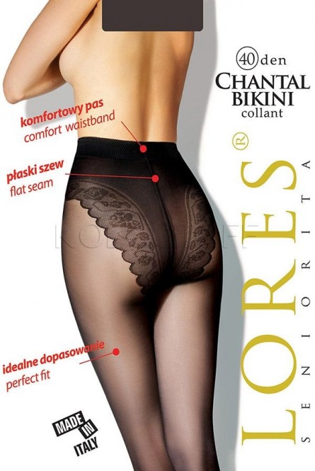 Колготки с ажурными трусиками оптом LORES Chantal Bikini 40