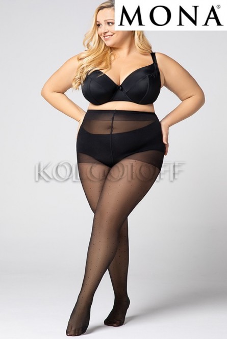 Колготки с узором женские большого размера оптом Mona Dots Right 30