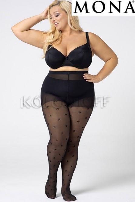 Колготки с узором женские большого размера оптом Mona Star 30