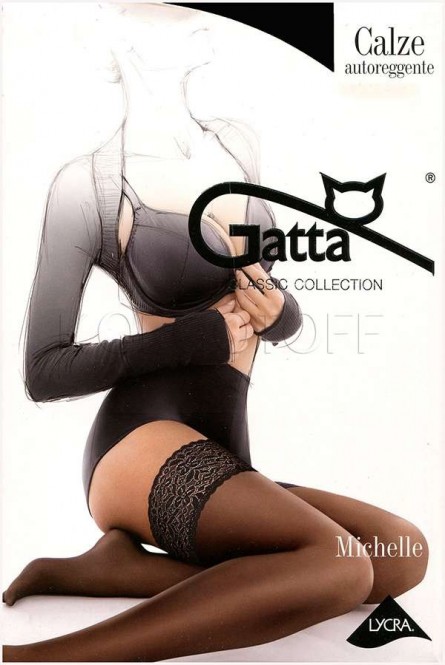 Чулки с ажурной коронкой на силиконовой основе оптом GATTA Michelle 01 calze autoreggente