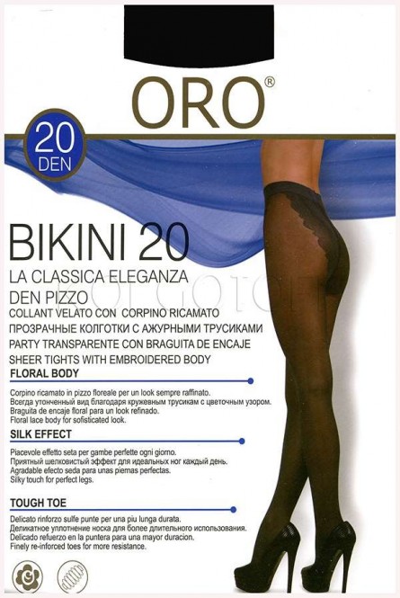 Колготки женские с ажурными трусиками оптом ORO Bikini 20