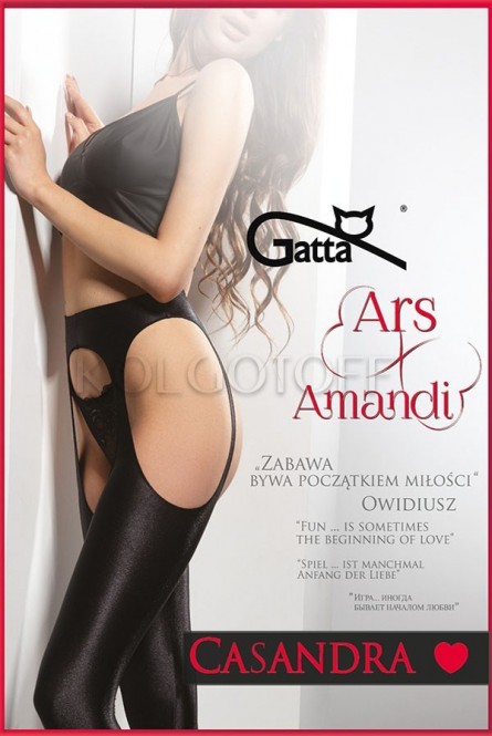 Сатиновые эротические колготки с имитацией чулок оптом GATTA Ars Amandi Casandra