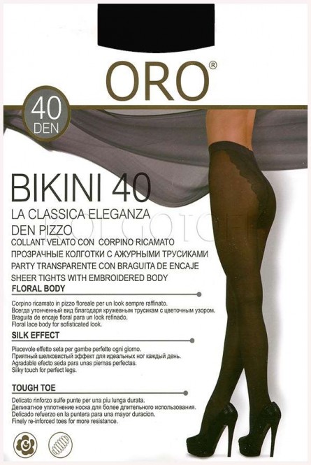 Колготки женские с ажурными трусиками оптом ORO Bikini 40
