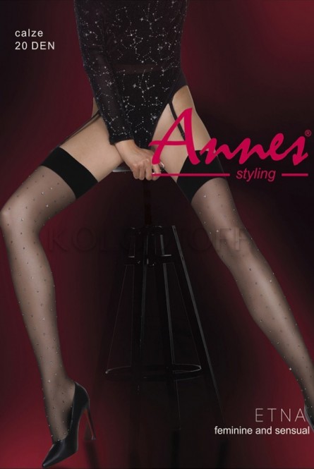 Чулки в точку под пояс с люрексом оптом ANNES Etna calze 20  