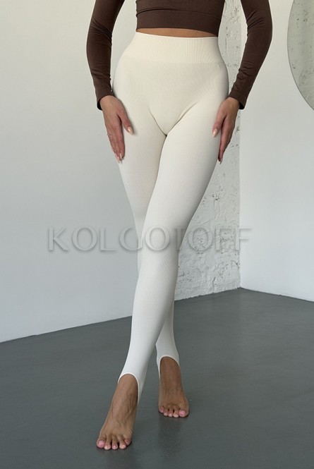 Леггинсы бесшовные в рубчик со штрипками оптом KOLGOTOFF Leggings STRAPS Ribbed LIGHT