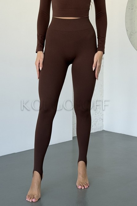 Леггинсы бесшовные в рубчик со штрипками оптом KOLGOTOFF Leggings STRAPS Ribbed LIGHT