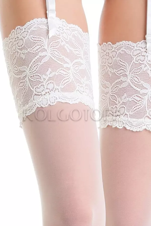 Чулки под пояс с широкой ажурной коронкой оптом GATTA Venus 20 calze