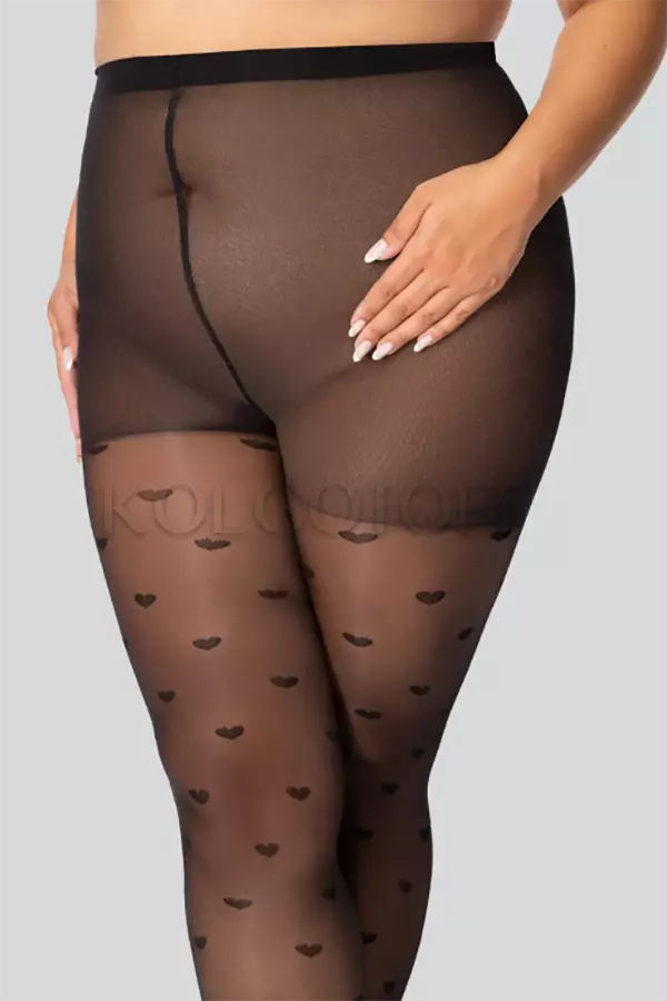 Колготки с узором женские большого размера оптом Mona Queen of Hearts 30