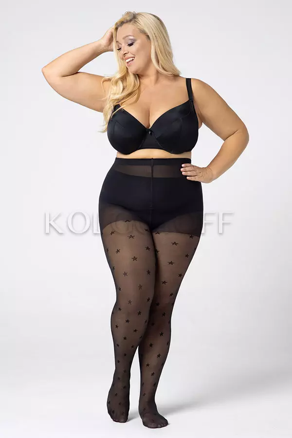 Колготки с узором женские большого размера оптом Mona Star 30