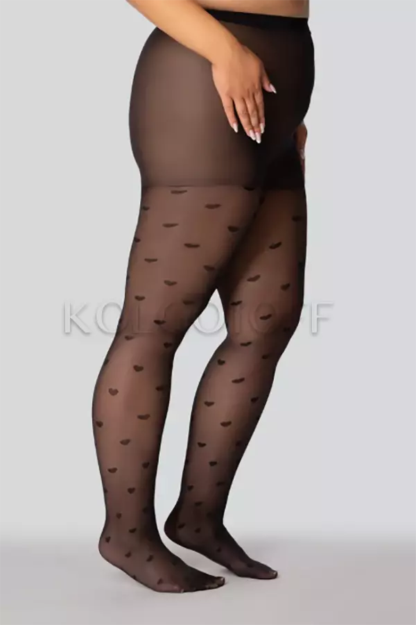 Колготки с узором женские большого размера оптом Mona Queen of Hearts 30