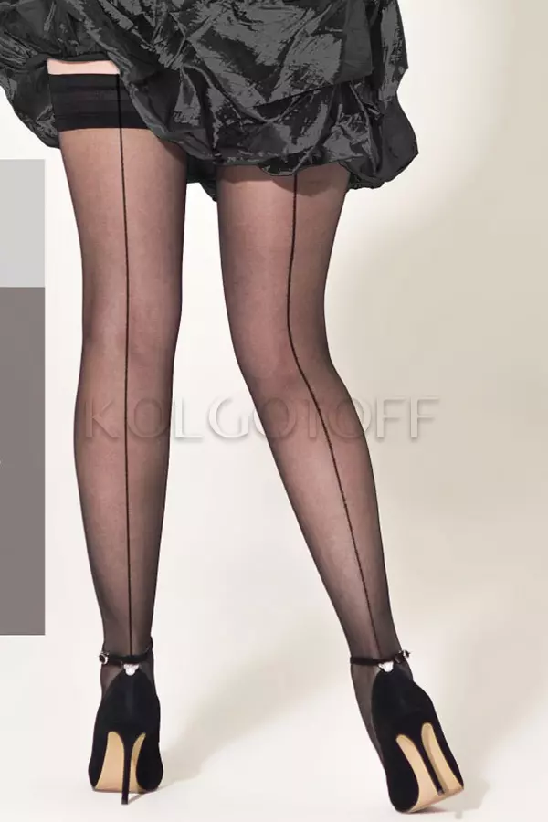 Чулки с гладкой резинкой на силиконовой основе со швом сзади оптом DOLORES Capricia 20