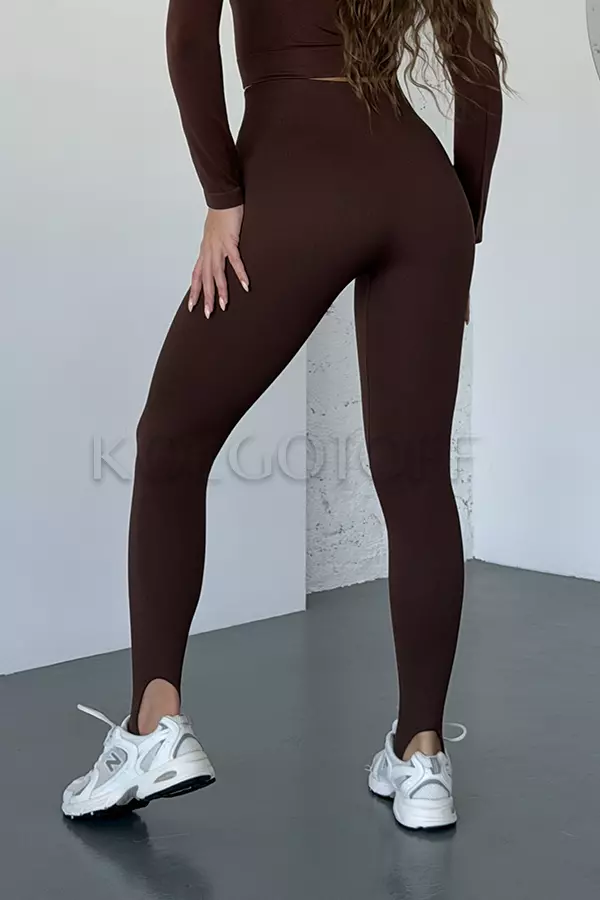 Леггинсы бесшовные в рубчик со штрипками оптом KOLGOTOFF Leggings STRAPS Ribbed LIGHT
