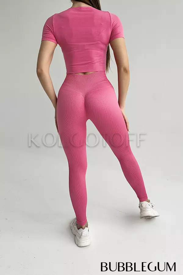 Леггинсы бесшовные в рубчик c пуш-ап оптом NTF Leggings RIB push-up