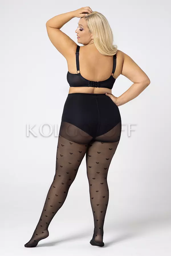 Колготки с узором женские большого размера оптом Mona Queen of Hearts 30