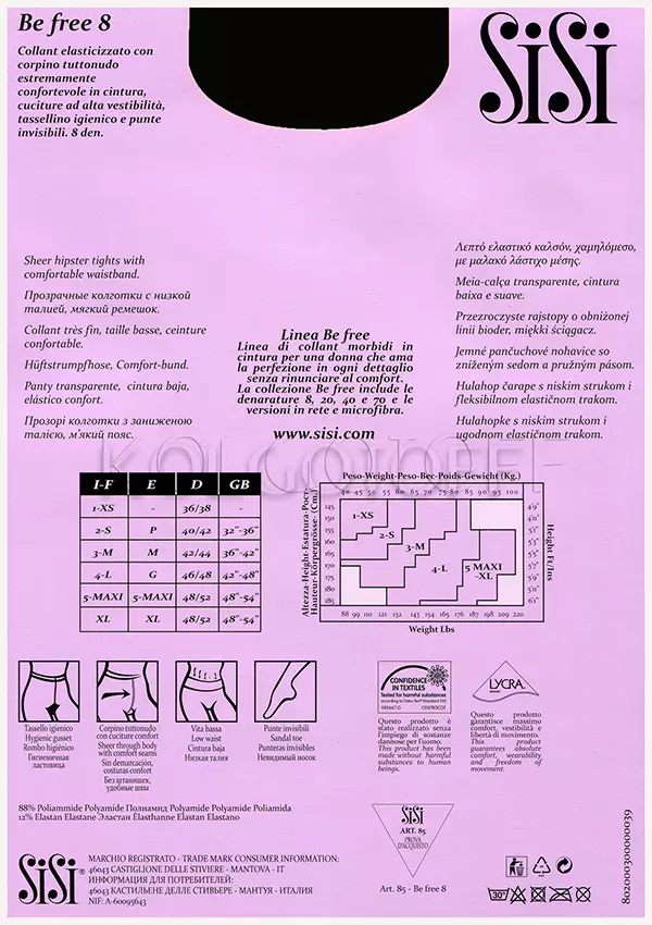 Колготки женские с заниженной талией оптом SISI Be Free 8 vita bassa