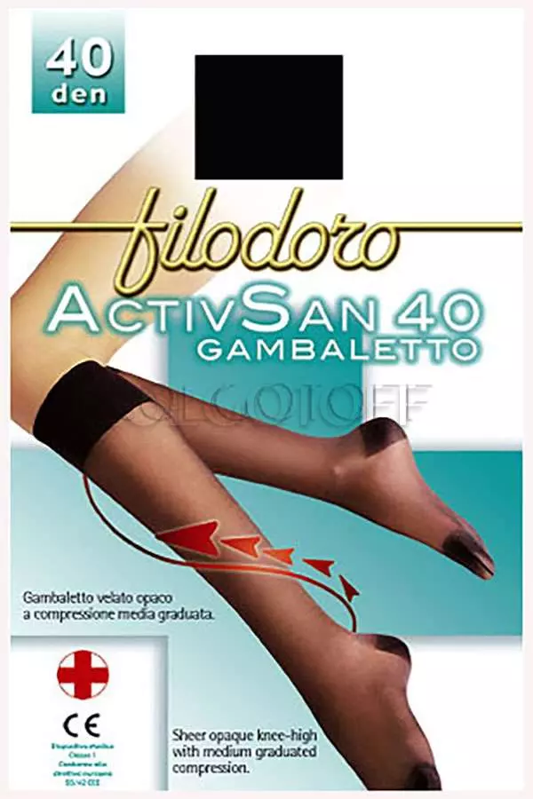 Гольфы с распределённым давлением по ноге FILODORO ActivSan 40 gambaletto