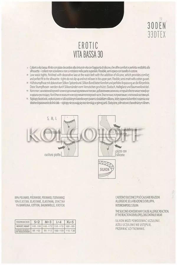 Колготки с силиконовым поясом оптом ORO Erotic Top 30