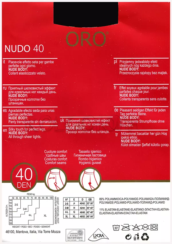Колготки женские без шортиков оптом ORO Nudo 40