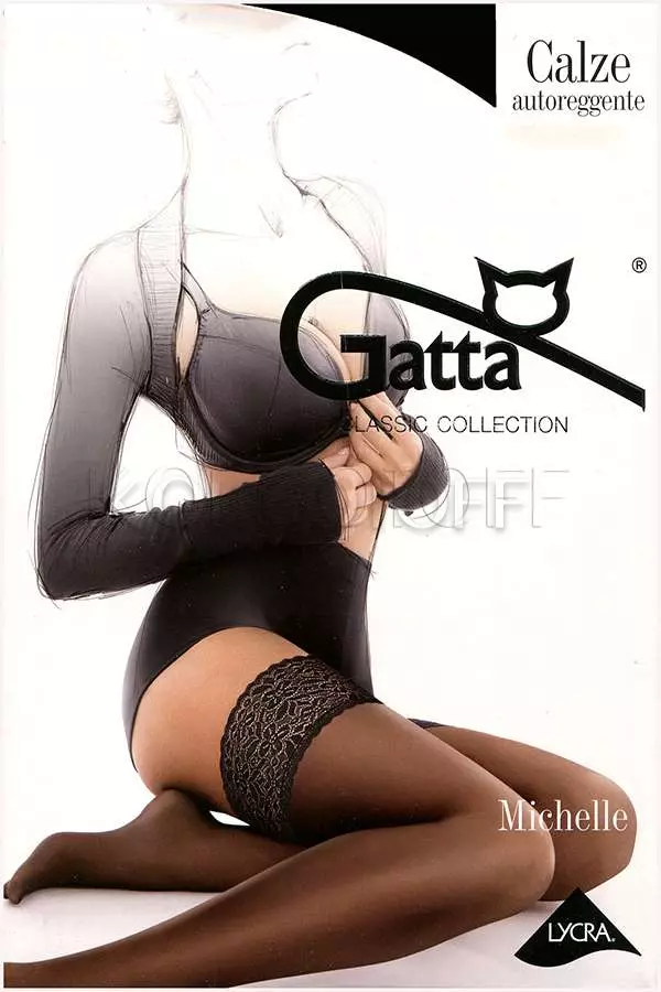 Чулки с ажурной коронкой на силиконовой основе оптом GATTA Michelle 01 calze autoreggente