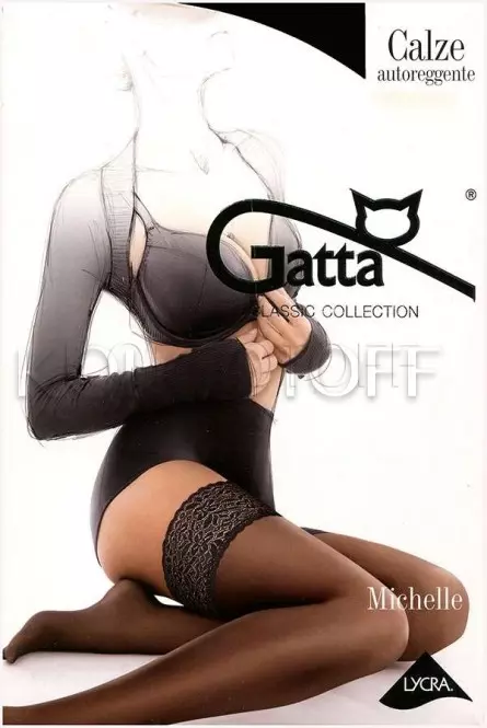 Чулки с ажурной коронкой на силиконовой основе оптом GATTA Michelle 01 calze autoreggente
