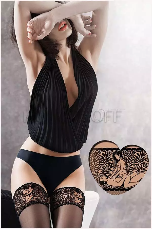 Чулки с эротическим узором на резинке GATTA Ars Amandi Calze 03