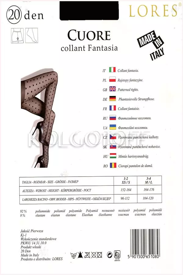Колготки с узором оптом LORES Cuore 20