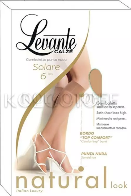 Гольфы женские ультратонкие оптом LEVANTE Solare 6 gambaletto punta nuda