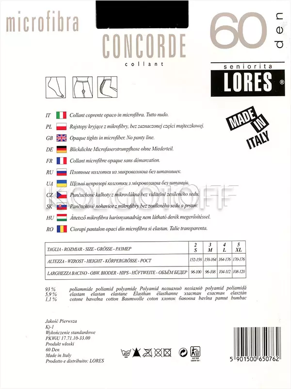 Колготки цветные большого размера оптом LORES Concorde 60 XL