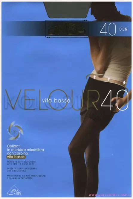 Колготки из микрофибры с заниженной талией оптом OMSA Velour 40 vita bassa