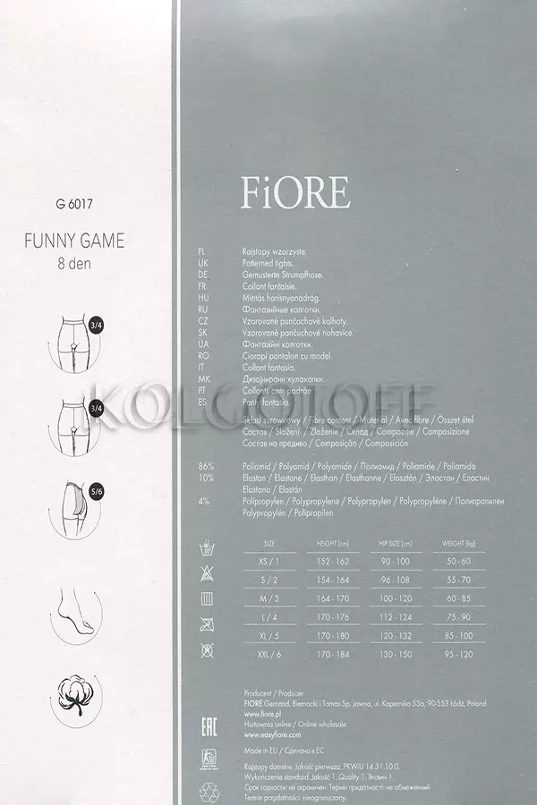 Ультратонкие колготки с узором в точку оптом FIORE Funny Game 8 den