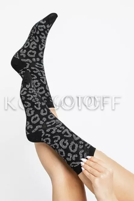 Носки женские с хлопком оптом STEVEN ART 066 lurex leopard