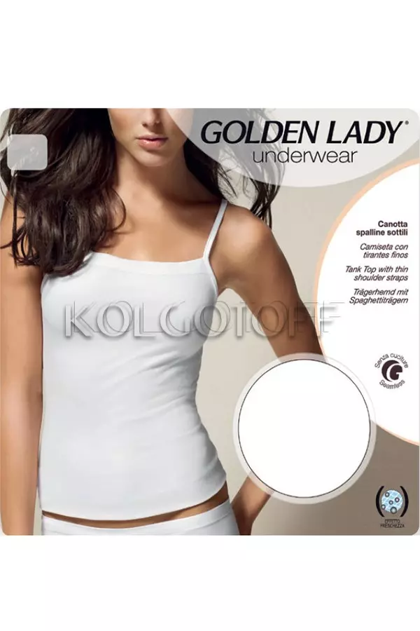 Бесшовная майка на тонкой бретели GOLDEN LADY Canotta con spalline in tussuto