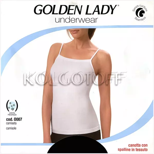 Бесшовная майка на тонкой бретели GOLDEN LADY Canotta con spalline in tussuto