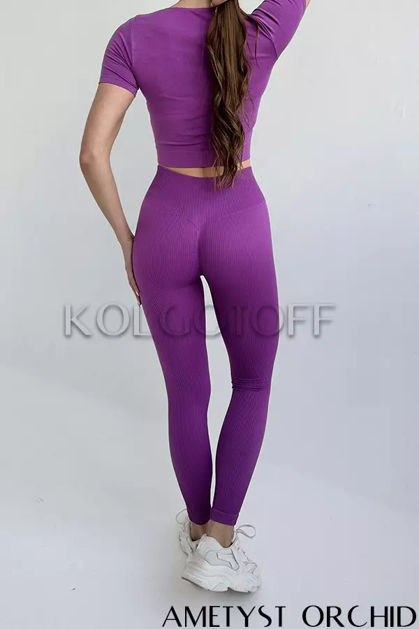 Леггинсы бесшовные в рубчик c пуш-ап оптом GIULIA Leggings RIB push-up