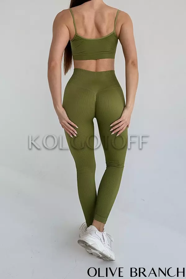 Леггинсы бесшовные в рубчик c пуш-ап оптом GIULIA Leggings RIB push-up