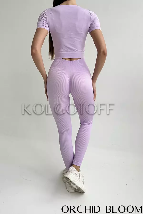 Леггинсы бесшовные в рубчик c пуш-ап оптом GIULIA Leggings RIB push-up