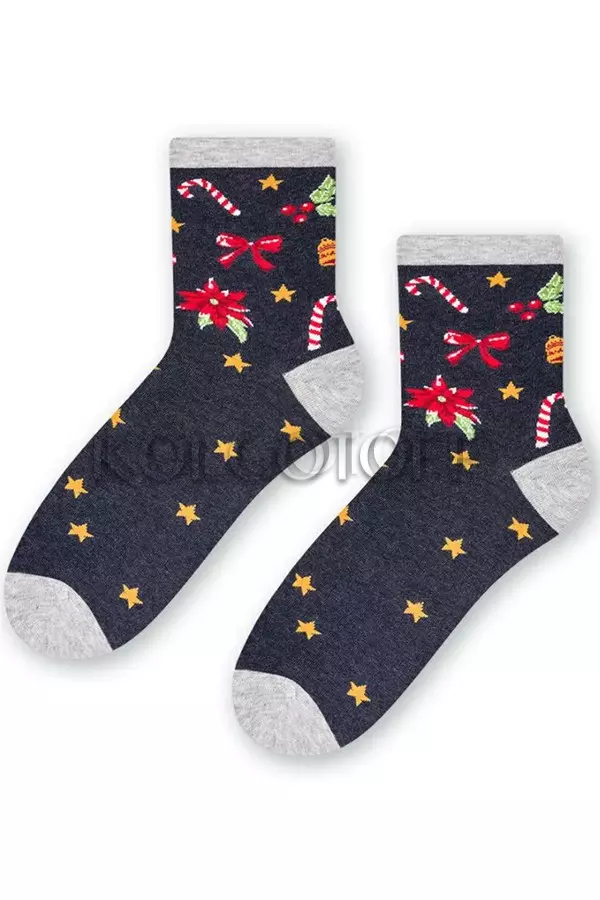 Женские носки с новогодним узором оптом STEVEN ART 136