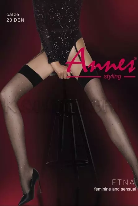 Чулки в точку под пояс с люрексом оптом ANNES Etna calze 20