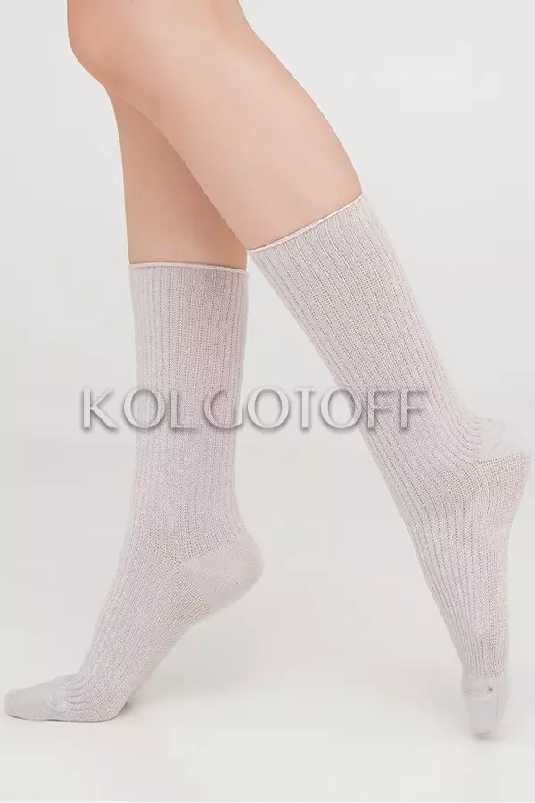 Носки женские хлопковые в рубчик с люрексом оптом GIULIA WS4 LUREX RIB 001