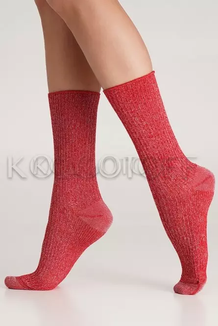 Носки женские хлопковые в рубчик с люрексом оптом GIULIA WS4 LUREX RIB 001