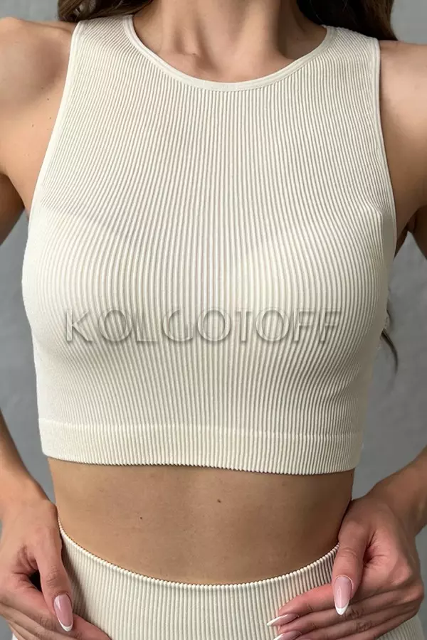 Топ-майка бесшовная в рубчик оптом KOLGOTOFF TOP RIBBED