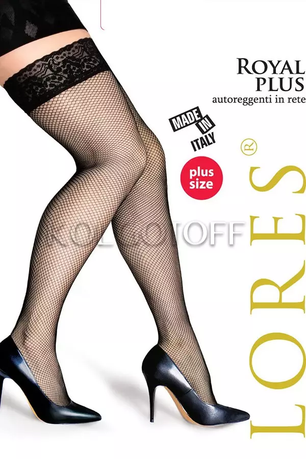 Чулки большого размера в сетку оптом LORES Royal PLUS calze rete