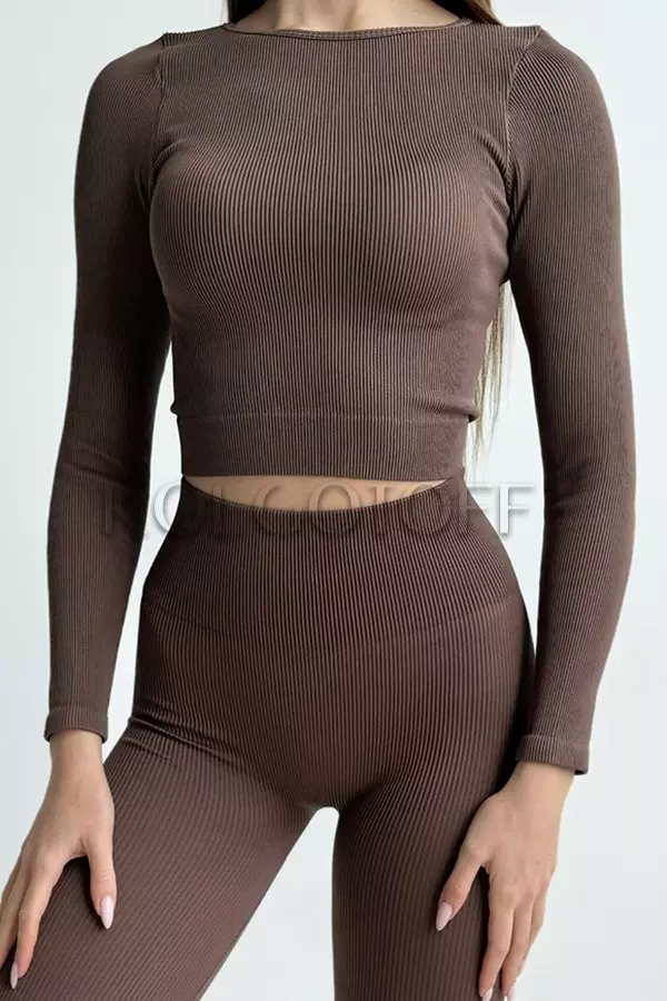 Бесшовная кофта в рубчик оптом KOLGOTOFF Crop Top RIBBED