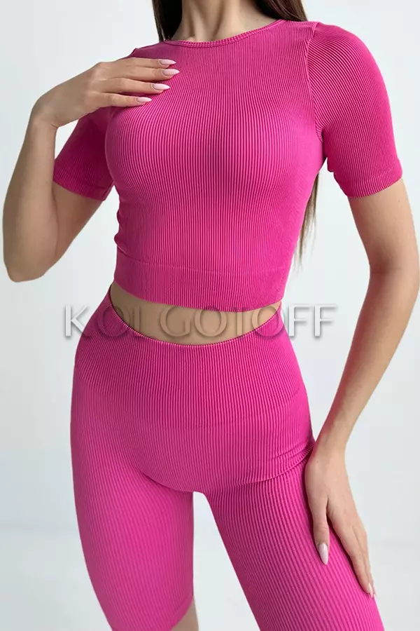 Бесшовная футболка в рубчик оптом KOLGOTOFF Crop T-Shirt RIBBED