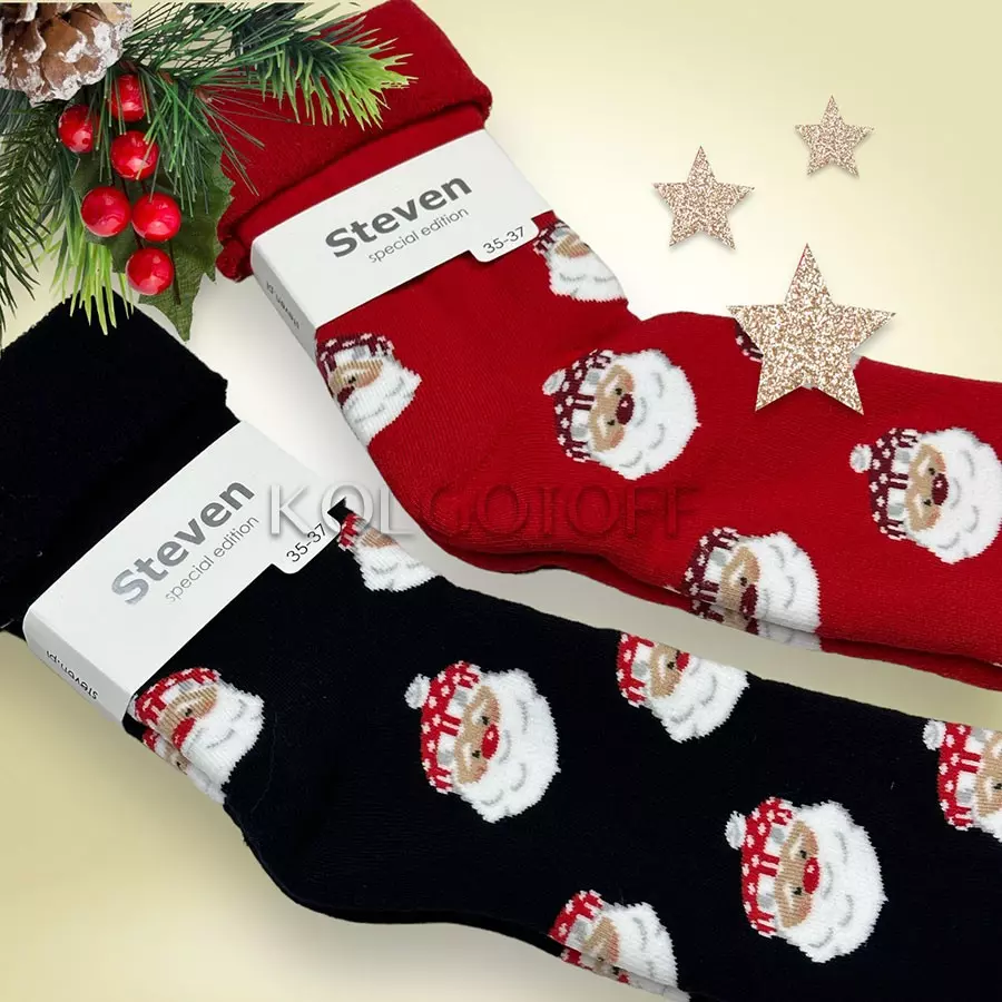 Новогодние женские носки оптом STEVEN ART 030 санта