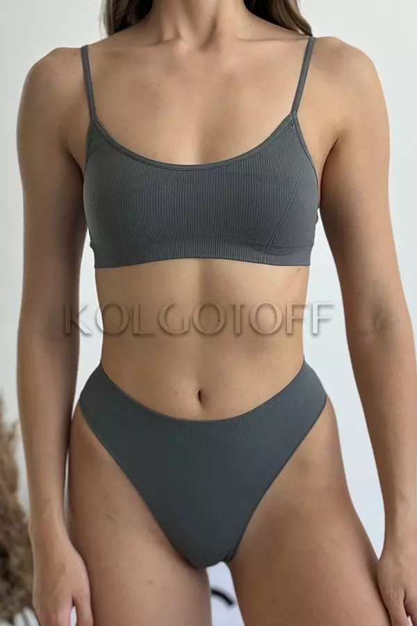 Трусики бесшовные стринг в рубчик оптом GIULIA String briefs RIB